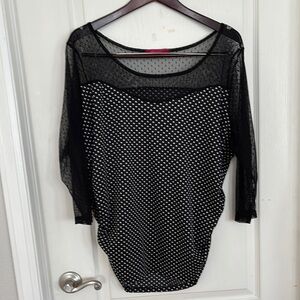 Black and White Polka Dot Sheer Top